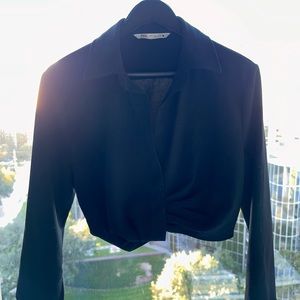 Zara black long sleeve crop S